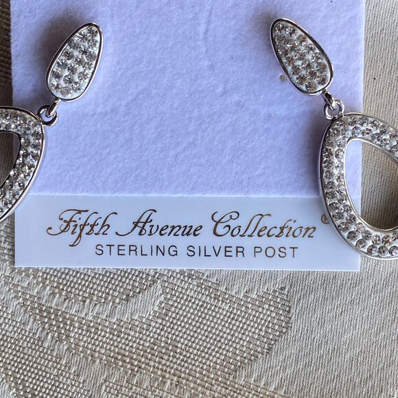 Silver Tone Clear Swarovski Crystal Necklace Earrings - Picture 4 of 6
